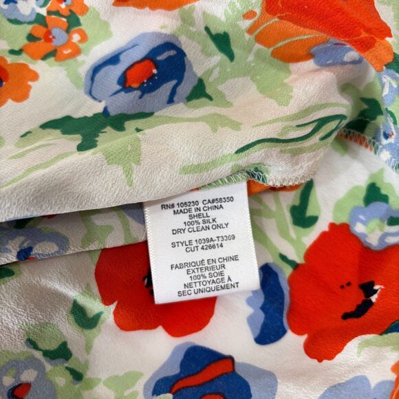 Joie 100% Silk Multi Floral Blouse Women M Poppies Bloom Artsy Airy Cottagecore - Picture 8 of 8